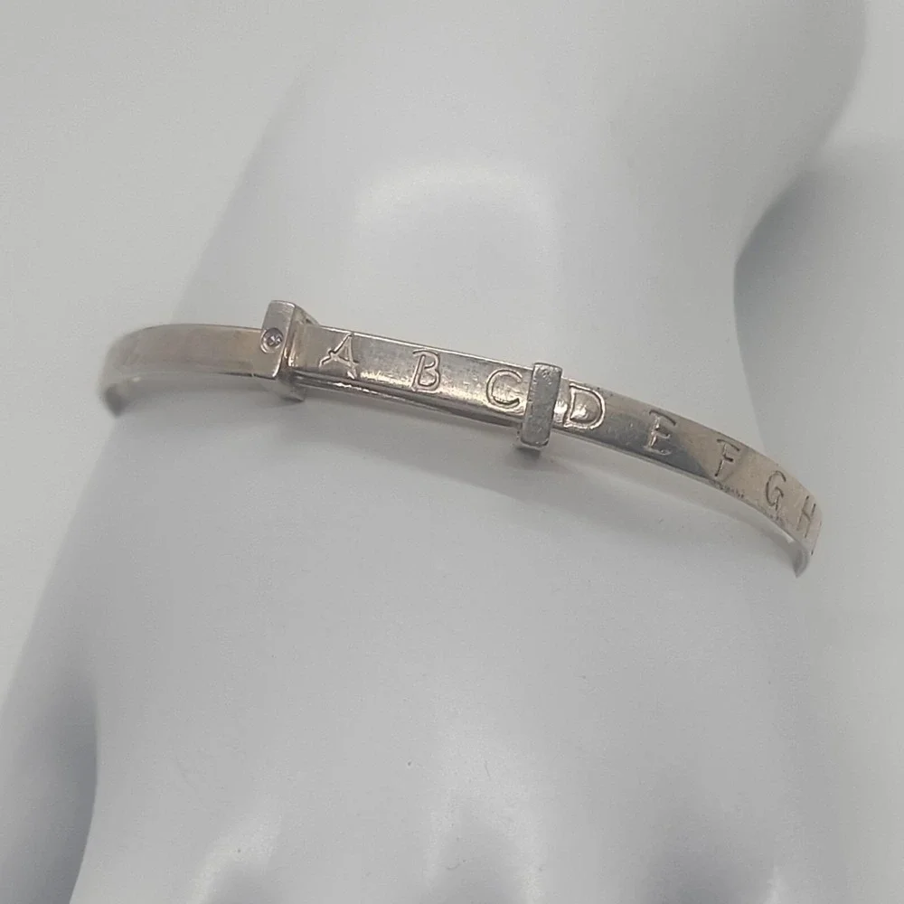 Sterling silver 925 w/ diamond accent Alphabet Baby bracelet‎ gift
